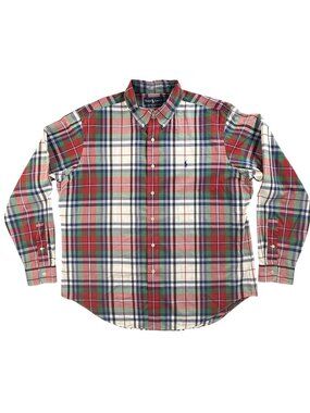 Vintage Ralph Lauren Shirt Mens XL Red Plaid Button Down Long Sleeve Classic 90s